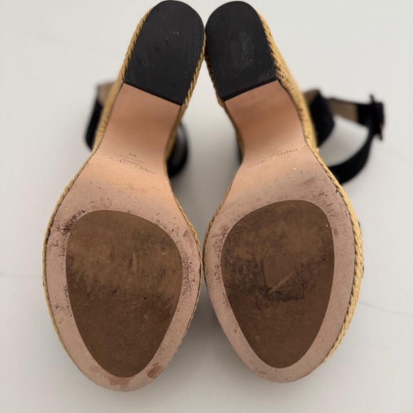 Jimmy Choo Brandon 100 Black Wedge Platform Sandals Wrap Around Ankle Strap - Picture 9 of 11